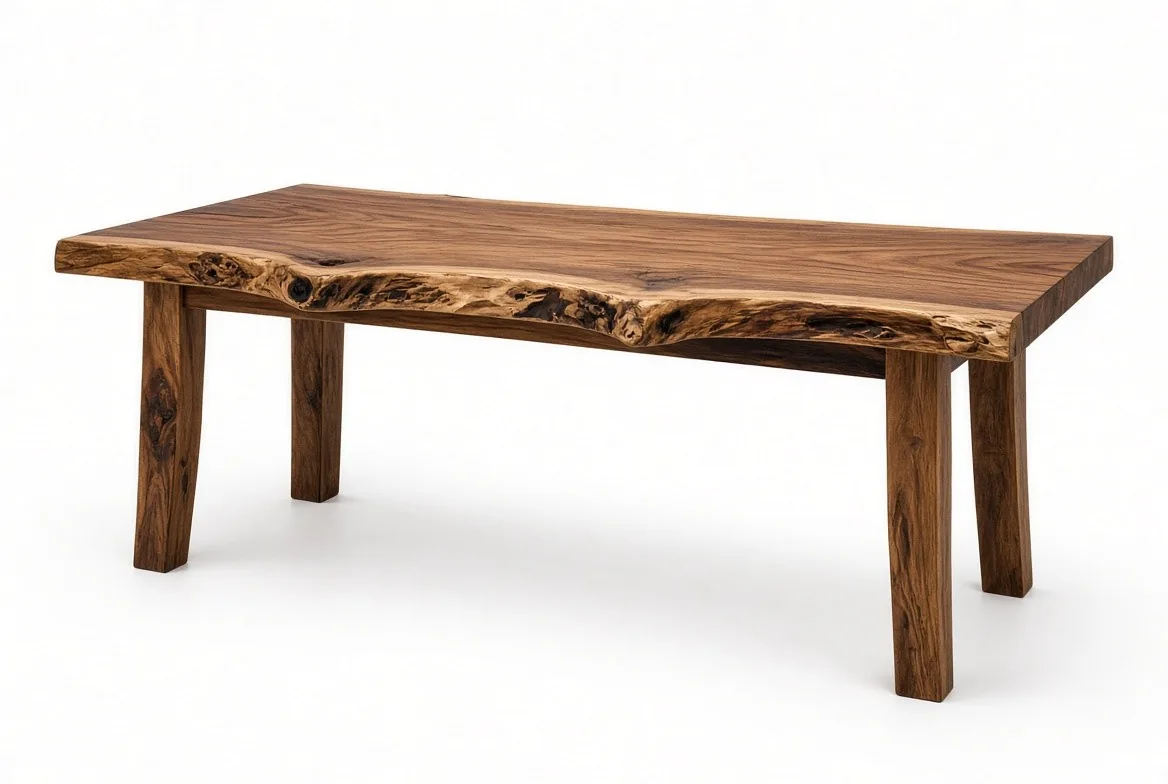 Live-edge solid wood dining table